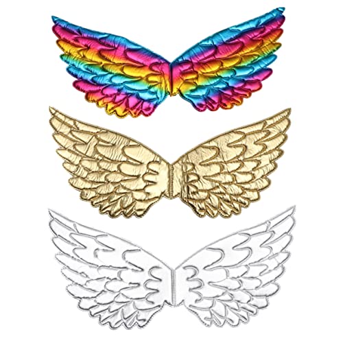 BRIGHTFUFU 3 Stück Einhornflügel Bezaubernde Winkelflügel Markante Kostümzubehörteile Flügel Bunte Flügel Elegante Kostümflügel Wunderschöne Performance Flügel Einhorn von BRIGHTFUFU