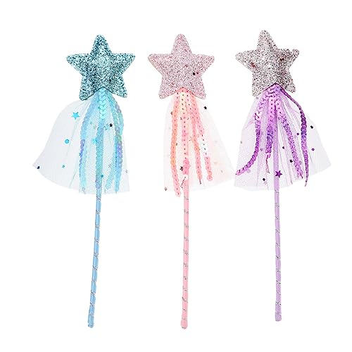 BRIGHTFUFU 3 Stück Fee Zauberstab Fairy Wand Party mitgebsel Party Decoration The Girl photostickomni Toys Quasten-Fee-Zauberstab zum Necken von Katzen Katzenspielzeug Leder von BRIGHTFUFU