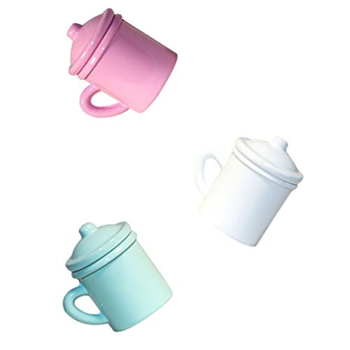 BRIGHTFUFU 3 Stück Miniatur Mundspülbecher Teiliges Puppenhaus Badezimmer Zubehör Lebensnahe Miniatur Dekoration Farbige Mini Mundspülbecher für DIY Modellbau und Puppenhaus Szenen von BRIGHTFUFU
