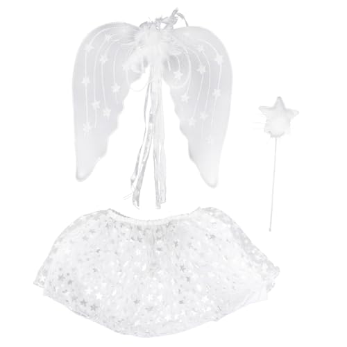 BRIGHTFUFU 3stücke Teiliges Engel Kostüm Set Mit Flügeln Rock Und Zauberstab Verkleidung Für Karneval Halloween Cosplay Und Partys Einstellbare Kreative Und Niedliche Designs BRIGHTFUFU 3stücke Teiliges Engel Kostüm Set Mit Flügeln Rock Und Zauberstab Verkleidung Für Karneval Halloween Cosplay Und Partys Einstellbare Kreative Und Niedliche Designs von BRIGHTFUFU