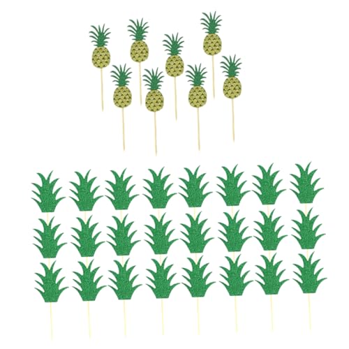 BRIGHTFUFU Ananas-kuchenaufsatz-set 32-teilig Hawaii-kuchen-einlegekarten Strandmotiv Attraktive Zufällige Farbe von BRIGHTFUFU