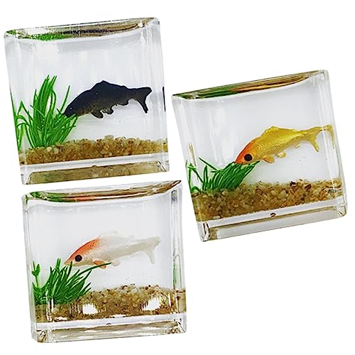 BRIGHTFUFU 3 Stück Mini-glasfischschalen Realistische Fischmodelle Für Puppenhaus 1:12 Miniatur-hausdekor Zufällige Farbe von BRIGHTFUFU