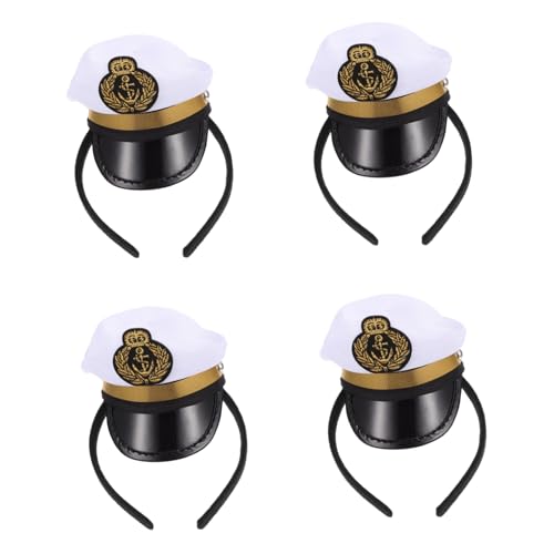 BRIGHTFUFU 4 Stück Teiliges Haarreifen mit Captain Hut Design Leichter Kunststoff Haarreif für Piratenkostüm Cosplay und Party Stilvoller Kopfschmuck für Mädchen und Jungen von BRIGHTFUFU