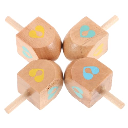 BRIGHTFUFU 4 Stück Teiliges Holz Dreidel Natürliche Gyroskop Spielzeuge für Pädagogisch Sensorische Aktivität Hanukkah Familienfeier von BRIGHTFUFU