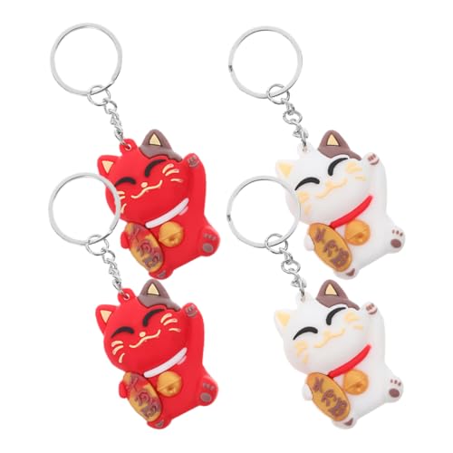 BRIGHTFUFU 4stücke Japanischer Katzen-schlüsselanhänger Weiche Maneki-neko-anhänger Für Rucksack Handtasche Oder Auto Niedliche Cartoon-schlüsselanhänger Zum Aufhängen von BRIGHTFUFU