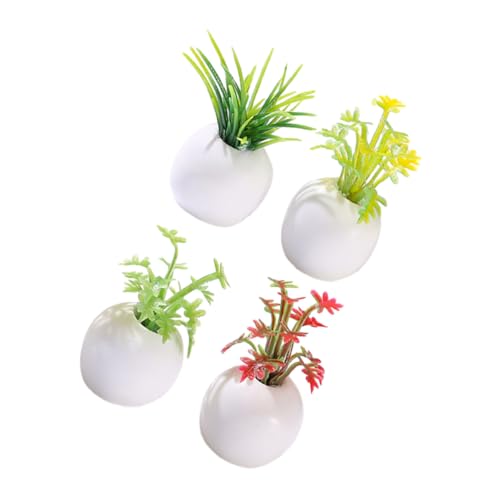 BRIGHTFUFU 4 Stück Teiliges Miniatur Bonsai Realistische Künstliche Sukkulenten im Topf Dekorative Mini Pflanzen für Puppenhaus Kompakte Pflegeleichte Wohnaccessoires von BRIGHTFUFU