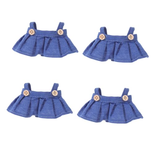 BRIGHTFUFU 4 Stück Teiliges Puppenbekleidungs Weichem Rock und Latzhose für Puppen Einfach Anzuziehen Vielseitig Einsetzbar für Kreatives Puppenkleiderwechseln von BRIGHTFUFU