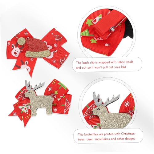 BRIGHTFUFU 4 Stück Teiliges Weihnachts Haarclip mit Niedlichen Rentier Bügeln Festliche Schleifen Haarnadeln für Vielseitige Xmas Haarschmuck Passend für Ponytails Locken Zöpfe bei Partys von BRIGHTFUFU