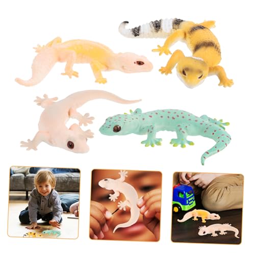 BRIGHTFUFU Gecko-Dekoration 4 Stück Tiermodell Lustiges Lernspielzeug Feengartendekorationen Tierstatuen-dekor Modellfigur Realistisches Figurenmodell Kind Plastik Schmücken Kleine Tiere von BRIGHTFUFU