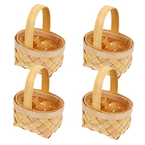 BRIGHTFUFU 4 Stücke Empfindliche Holzkörbe Gewebte Körbe Hängende Körbe von BRIGHTFUFU