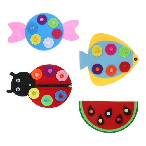 BRIGHTFUFU 4stücke Teiliges Montessori Knopf Und Reißverschlussbrett Für Kleinkinder Fördert Die Feinmotorik Und Sensorische Entwicklung DIY Handarbeitsspielzeug Für Vorschule Und von BRIGHTFUFU