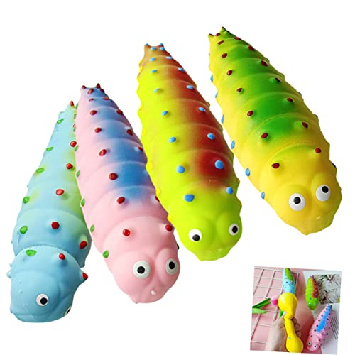 BRIGHTFUFU 4Stücke Niedliche Squeeze Farbenfrohe Knetwürmer Dehnbare Stressabbau Für Haushalts Und Fidget von BRIGHTFUFU