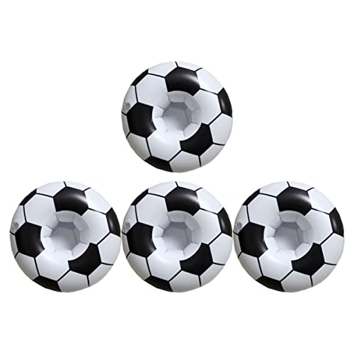 BRIGHTFUFU Aufblasbare Becherhüllen Aus PVC 4er-Pack Fußball-Design Für Veranstaltungen Am Pool Strand Tropische Themen Einfach Aufzublasen von BRIGHTFUFU