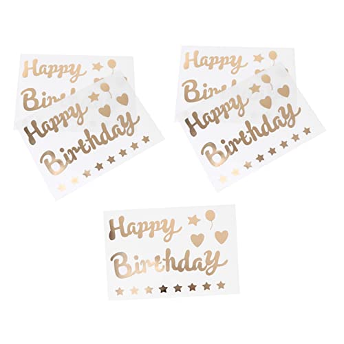 BRIGHTFUFU 5 Stück Alles Zum Geburtstag Aufkleber Geburtstagsfenster Haftet Wandaufkleber Schmuck Selbstklebende Geburtstagsaufkleber Geburtstags -Aufkleber -partyzubehör Golden Plastik von BRIGHTFUFU