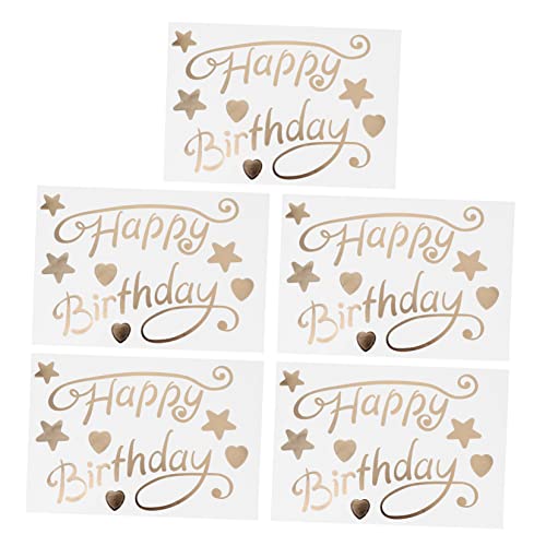 BRIGHTFUFU 5 Stück Alles zum Geburtstag Aufkleber abnehm Aufkleber wandsticker geburtstagsballons luftbalondeko Geburtstag dekorative Aufkleber wandaufkleber schmuck Plastik Golden von BRIGHTFUFU