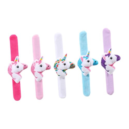 BRIGHTFUFU 5 Stück Cartoon Einhorn Slap Armband Plüschtier Slap Band Slap Armband Party Supply Mischfarbe BRIGHTFUFU 5 Stück Cartoon Einhorn Slap Armband Plüschtier Slap Band Slap Armband Party Supply Mischfarbe von BRIGHTFUFU