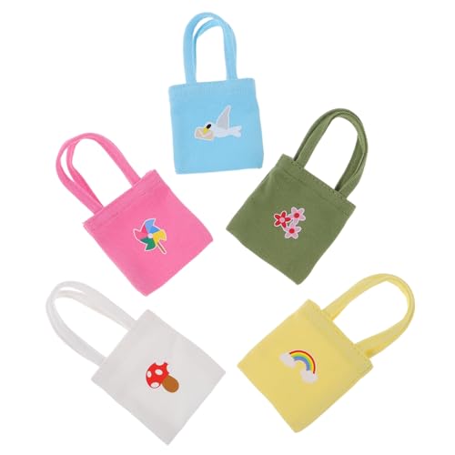 BRIGHTFUFU 5 Stück Mini Handtaschen aus Robustem Canvas Bunte Mini Schultertaschen für Puppen Accessoires für Puppenhaus-dekor und Kreative Puppenkostüme BRIGHTFUFU 5 Stück Mini Handtaschen aus Robustem Canvas Bunte Mini Schultertaschen für Puppen Accessoires für Puppenhaus-dekor und Kreative Puppenkostüme von BRIGHTFUFU
