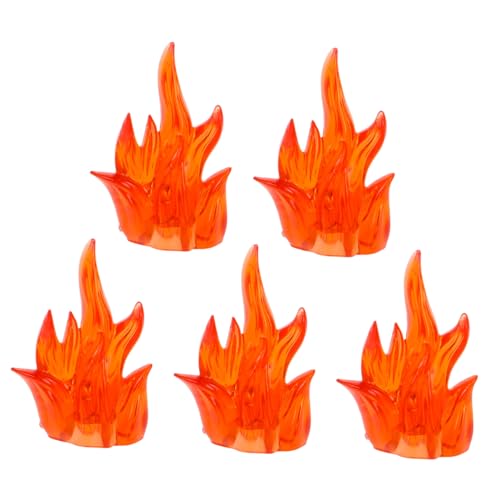 BRIGHTFUFU 5 Stück Teiliges Künstliche Flammen Miniatur Feuer Effekte für Zubehör für Actionfiguren und Halloween Dekoration Realistische Farben Kombinierbar Kreativitätsfördernd von BRIGHTFUFU