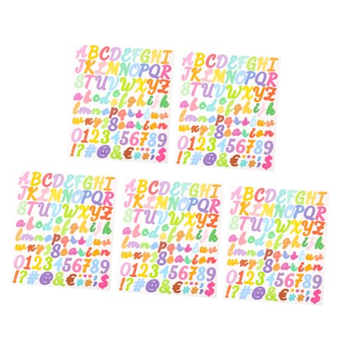 BRIGHTFUFU Alphabet-Aufkleber Zum Basteln 5er-Set Buchstaben-Aufkleber Großbuchstaben-Aufkleber Für Wasserflaschen Aufkleber Buchstaben- Und Zahlen-Aufkleber Für Scrapbooking von BRIGHTFUFU