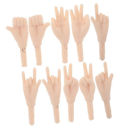 BRIGHTFUFU 5Paare Puppenhände Set aus Kunststoff Austauschbare Fingerhände Beige für Puppenherstellung DIY Bastelprojekte Kompatibel mit Puppen Detailliertes Design von BRIGHTFUFU
