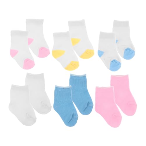 BRIGHTFUFU 6 Paare Bunte Puppensocken Nahtloses Puppenzubehör Ersatz für Puppen Sommerliche Sportsocken Kindgerechtes Design Einfaches Anziehen Vielseitige Puppenmode von BRIGHTFUFU