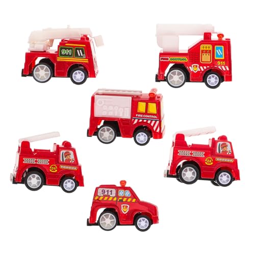 BRIGHTFUFU Frühpädagogisches Spielzeug-Set 6-teilig Mini-Feuerwehrauto Auto-Spielzeug Für Kleinkinder Jungen Und Mädchen Lernspielzeug von BRIGHTFUFU