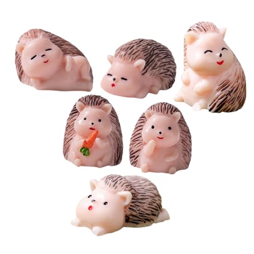 BRIGHTFUFU 6 Stück Kleine Igel-Ornamente gartendekoration Garden Decoration gartenhaus zubehör gartendekofiguren gartenzubehör Kleiner Igel Outdoor -Ornamente Igelfiguren Igel-Skulptur Harz von BRIGHTFUFU