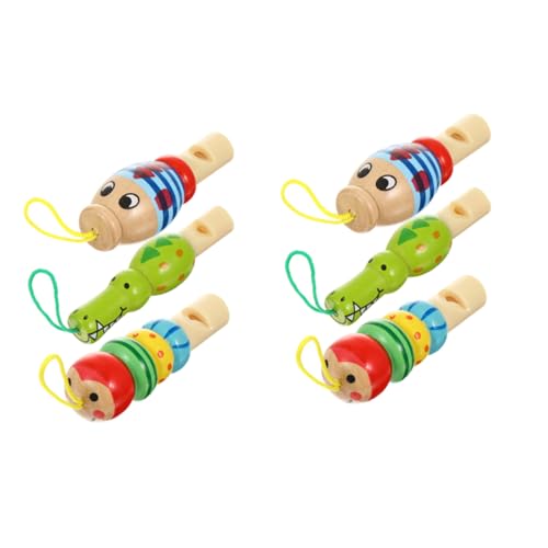 BRIGHTFUFU 6 Stück Teiliges Holzpfeifen für Geformte Tier Motive Sicheres Material Pädagogisches Musikspielzeug Glatte Verarbeitung Geburtstagsgeschenk von BRIGHTFUFU