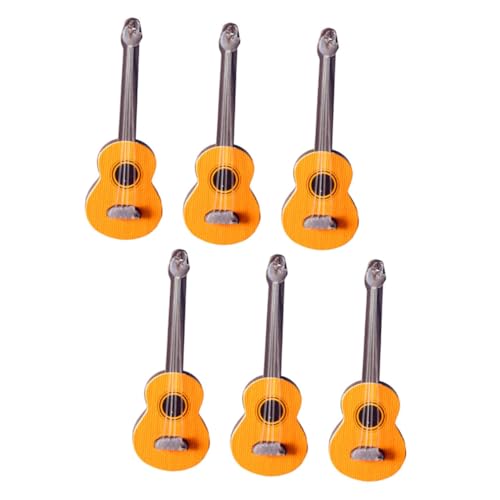 BRIGHTFUFU 6 Stück Teiliges Miniatur Gitarrenmodell Puppenhaus Musik Instrumente Klassische und Elektrische Gitarren Miniatur Deko für Sammler und Fotografie von BRIGHTFUFU