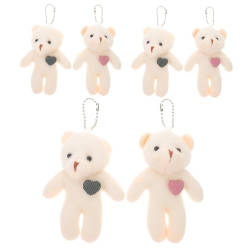 BRIGHTFUFU 6 Stück Teiliges Plüsch bären Schlüsselanhänger Niedliche Mini Bear Anhänger Leichte Kuscheltier Deko für Taschen Rucksäcke Schlüssel als für Familie und Freunde von BRIGHTFUFU