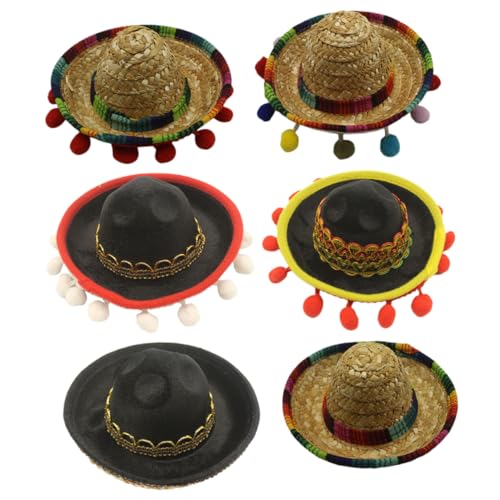 BRIGHTFUFU 6 Stück Teiliges Sombrero Haarband Mexikanischer Hut Stirnband Mexikanische Fiesta Dekoration Bunte Kopfbedeckung für Damen und Herren Karneval Kostüm von BRIGHTFUFU