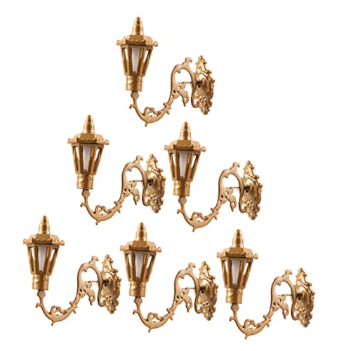 BRIGHTFUFU 6 Stück Vintage Stil Goldfarben mit Warmem Gelblicht Sandtisch Dekorationslampe Stilvolle Szenenbeleuchtung für Detailreiche Modellbauprojekte von BRIGHTFUFU