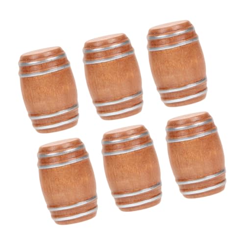 BRIGHTFUFU 6 Teiliges Barzubehör Miniaturen Puppenhauszubehör Miniatur Weinfass Figur Miniatur Bierfässer Mini Whiskeyfass Holz Gurkenfass Mini Holzfässer Hellbraun von BRIGHTFUFU