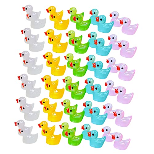 BRIGHTFUFU 60 Stck. Leuchtende Entenverzierung Winzig Miniatur Bausatz Kleine Enten Zum Verstecken Kleine Enten Frosch Mini-frösche Ducken Mini-Enten Spielzeughaus Mini-Enten Harz von BRIGHTFUFU