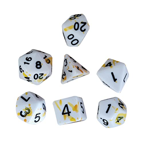 BRIGHTFUFU 7 Stück Brettspiel brettspiel zubehör Party zubehör Party Accessoires dice Set spielwürfel Blutspritzerwürfel Blutwürfel Spiel-Requisiten Partyzubehör Acryl Yellow von BRIGHTFUFU