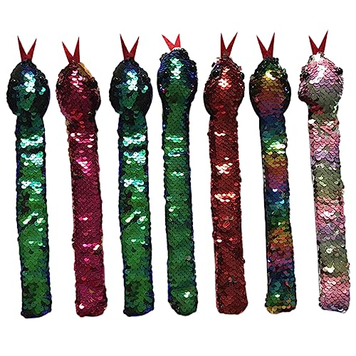 BRIGHTFUFU 7stücke Sequin Snake Slap Armband Teiliges Tragbar Für Halloween Und Partys Witziges Armband Mit Glitzerndem Schlangendesign Sicher Und Leicht Für Erwachsene von BRIGHTFUFU