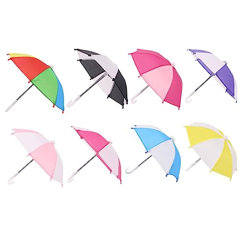 BRIGHTFUFU 8 Stück Puppenregenschirm Regenschirm Für Kleine Regenschirme Regenschirm Kompakt Mini-Regenschirm Mini-regenschirme Uv Schutz Fächerschirm Plastik von BRIGHTFUFU