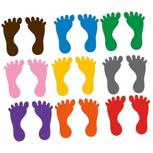BRIGHTFUFU 9 Paare Fußabdruck-Aufkleber Fußabdruck Treppe Aufkleber Bodenaufkleber Für Zu Hause Bunte Fußabdruckaufkleber Aufkleber Für Fußabdrücke Im Klassenzimmer Kindergartenaufkleber PVC von BRIGHTFUFU