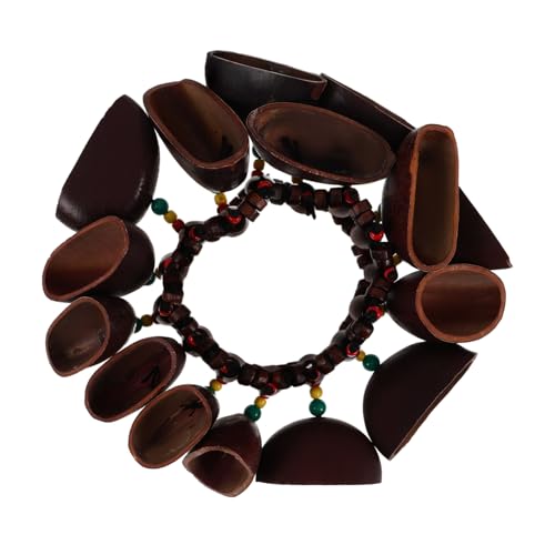 BRIGHTFUFU Afrikanisches Nussschalen Armband Handglocke Percussion Instrument Handgeschüttelt Traditionelle Trommel Begleitung Musikalische Frauen Zubehör von BRIGHTFUFU
