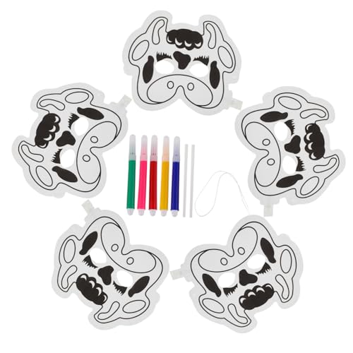 BRIGHTFUFU 5er Set Aufblasbare Masken Weiße Unbemalte Maskenballons Für Kinder Sicheres Material Tiermasken-requisiten von BRIGHTFUFU
