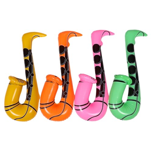 BRIGHTFUFU 4 Stück Aufblasbares Saxophon Für Kinder Instrumente Für Partys Wiederverwendbare Aufblasrequisiten PVC-Instrumente von BRIGHTFUFU