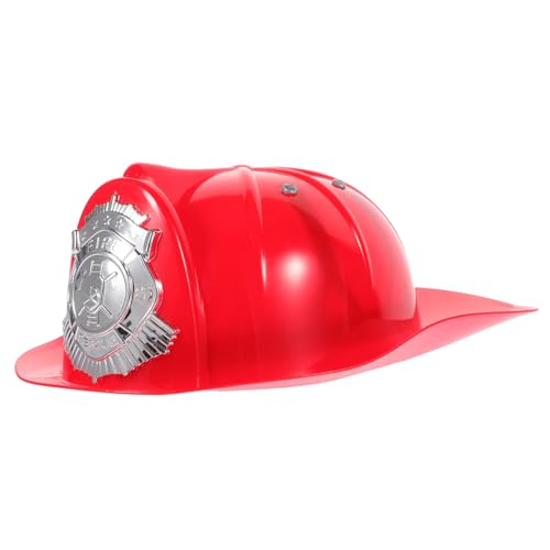 BRIGHTFUFU Feuerwehrmann Helm für Rotes Cosplay Zubehör Verstellbarer Feuerwehrhut für Jungen und Mädchen für Kostümpartys und Rollenspiele Feuerwehrmann Kostüm Accessoire von BRIGHTFUFU