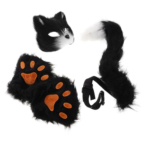 BRIGHTFUFU Halloween Halbgesichts Wolfsmasken Weiches Plüsch Fuchsohren Stirnband Bequeme Tiermaske für Damen Vielseitig für Karneval Cosplay und Maskerade Party Geeignet von BRIGHTFUFU
