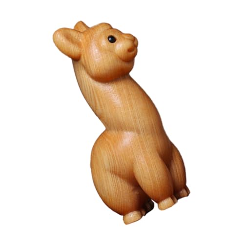 BRIGHTFUFU Holz Geschnitztes Alpaka Adapterkamin Lager Kugellager Brennerknopf Logo-Wasserhahn Tier Brosche Exquisites Alpaka Walker-zubehör Glückliche Katzenbrosche Skulpturen Hölzern Khaki von BRIGHTFUFU