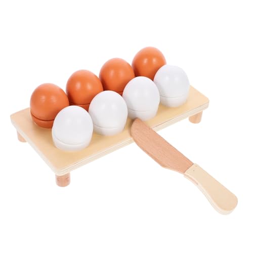 BRIGHTFUFU Holz Schneidespielzeug mit Henne und Entenei für Realistische Nachbildung Sichere Glatte Kanten Langlebig und Wiederverwendbar Pädagogisches Küchenspielzeug für Mädchen und Jungen von BRIGHTFUFU