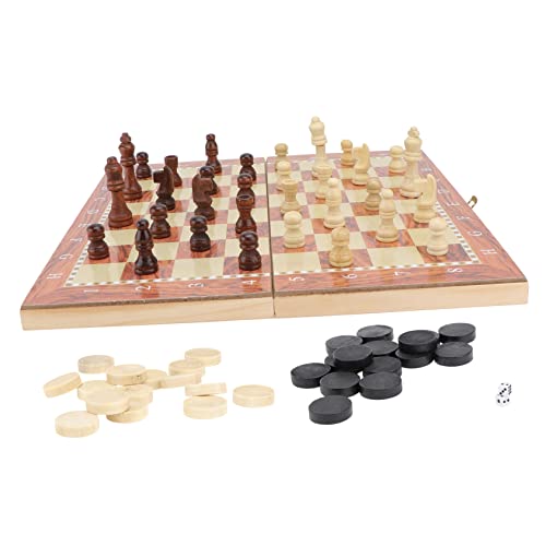 BRIGHTFUFU Holzschachspiel mit Aufbewahrung Klappbares Schachbrett Lernspielzeug für Familie Fördert und Gedächtnis Spielspaß Zuhause und Unterwegs von BRIGHTFUFU