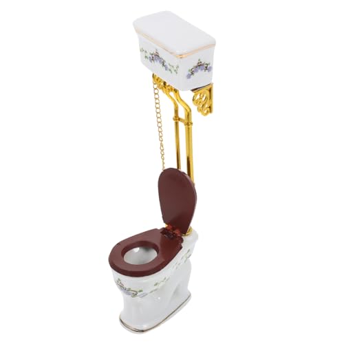 BRIGHTFUFU Keramiktoilette Toilettenspielzeug für Vintage-Toilette aus Porzellan ladeneinrichtung puppenstubenmöbel Mini simulierte Toilette Kleines Modell Baby schmücken Weiß von BRIGHTFUFU