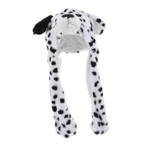 BRIGHTFUFU Niedliche Mütze Mit Cartoon-häschen Und Tieren Plüsch Bewegliche Springmütze Warme Winddichte Mütze Für Damen Und Mädchen Dalmatiner-kostüme von BRIGHTFUFU
