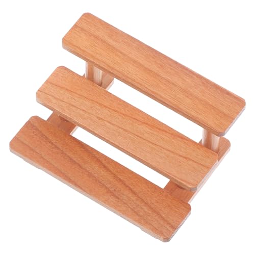 BRIGHTFUFU Mini- 3-stöckiges Display-Regal, Miniatur-Display-Rack, Puppenhaus, Holzmöbel BRIGHTFUFU Mini- 3-stöckiges Display-Regal, Miniatur-Display-Rack, Puppenhaus, Holzmöbel von BRIGHTFUFU