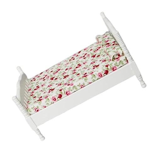 BRIGHTFUFU Realistisches Mini-doppelbett- für Puppenhaus für Jungen und Mädchen Pflegende Puppe Weihnachtsdekor von BRIGHTFUFU